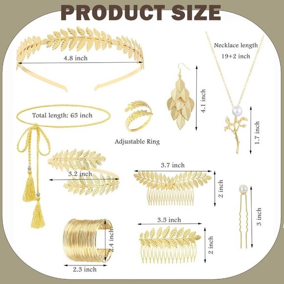 Greek Goddess Costume Accessories Set Women Jewelry Laurel Crown Necklace